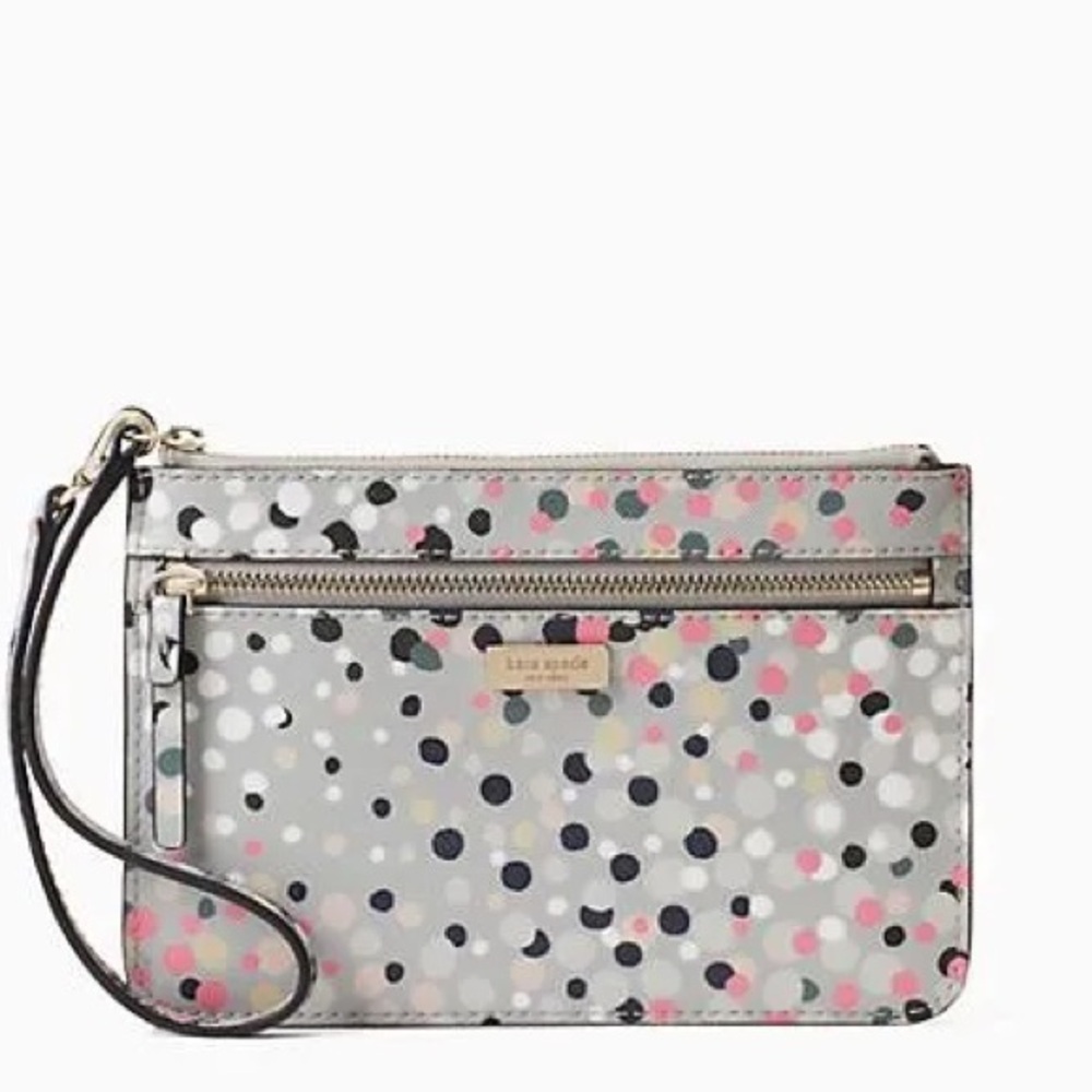 Kate Spade Tinie Shore Street Soirée Dot Grey Multi-Color Wristlet